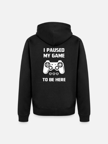 Ik heb mijn spel gepauzeerd - Gamer-cadeau-ontwerp - Premium økologisk unisex-hættejakke - sort