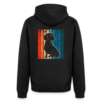 Dackel Retro Teckel Dachshund Hund Geschenkidee - Unisex Premium Bio Zip Hoodie - Schwarz - Hinten - Nico (187cm)