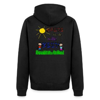 Danke für die tolle Zeit - Unisex Premium Bio Zip Hoodie - Schwarz - Hinten - Nico (187cm)