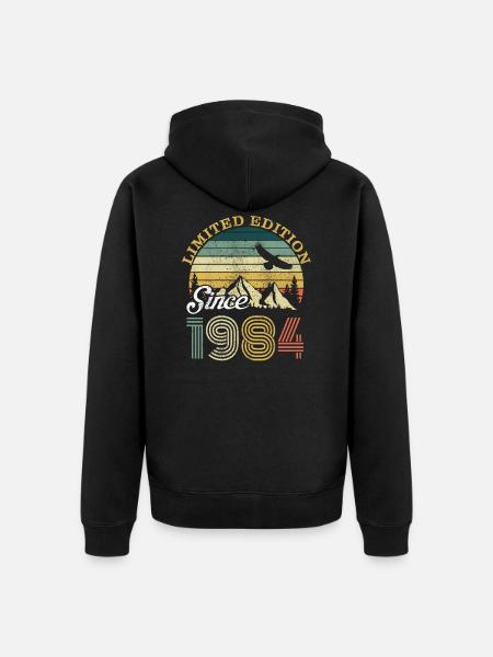 Vintage 1984 cumpleaños retro vintage regalo - Chaqueta con capucha prémium ecológica unisex - negro