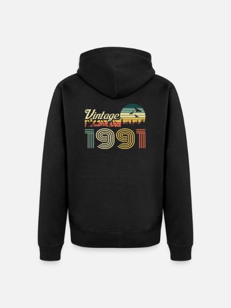 Añada 1991 Añada 1991 Cumpleaños Retro Vintage - Chaqueta con capucha prémium ecológica unisex - negro