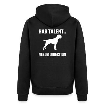 Cadeau de talent de chiot chien boxer allemand - Veste à capuche bio Premium Unisexe - noir - Dos - Nico (187cm)