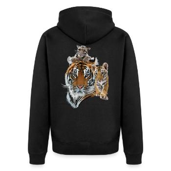Tigre du Bengale et tigre brumeux - Veste à capuche bio Premium Unisexe - noir - Dos - Nico (187cm)