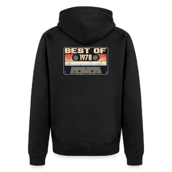 Vintage 1978 Kassette Retro Jahrgang Geschenk - Unisex Premium Bio Zip Hoodie - Schwarz - Hinten - Nico (187cm)