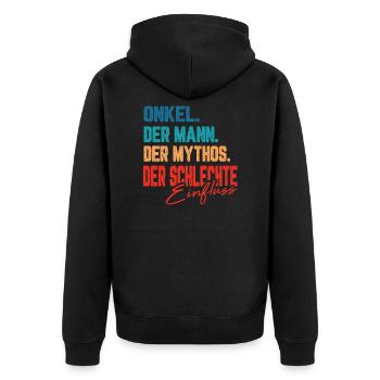 Onkel Bester Schlechter Einfluss Pate Geschenk - Unisex Premium Bio Zip Hoodie - Schwarz - Hinten - Nico (187cm)