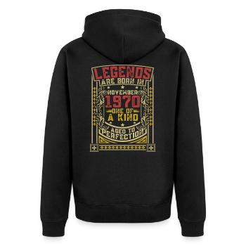 Legends were born in November 1970 gift - Unisex Premium Organic Zip Hoodie - black - Back - Nico (187cm)