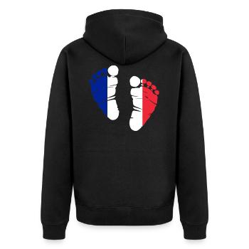 France French flag footprint gift - Unisex Premium Organic Zip Hoodie - black - Back - Nico (187cm)