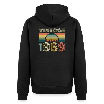 Vintage 1969 anniversaire cadeau vintage rétro - Veste à capuche bio Premium Unisexe - noir - Dos - Nico (187cm)