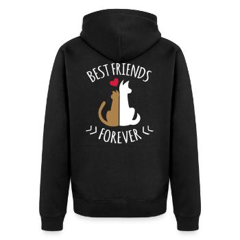 BFF Chat & Chien - Friends Forever - Chat & Chien - Veste à capuche bio Premium Unisexe - noir - Dos - Nico (187cm)