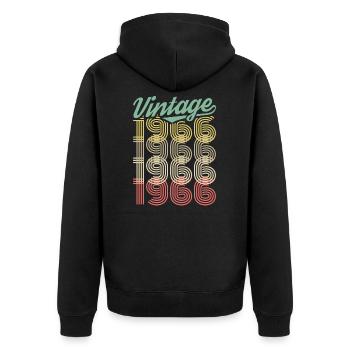 Vintage 1966 Geburtstag Retro Jahrgang Geschenk - Unisex Premium Bio Zip Hoodie - Schwarz - Hinten - Nico (187cm)