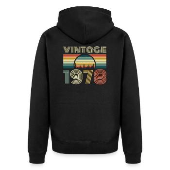 Vintage 1978 birthday retro vintage gift - Unisex Premium Organic Zip Hoodie - black - Back - Nico (187cm)