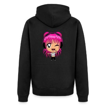 Anime, jeux, jeu, jouer, musique, émoticônes, fille - Veste à capuche bio Premium Unisexe - noir - Dos - Nico (187cm)