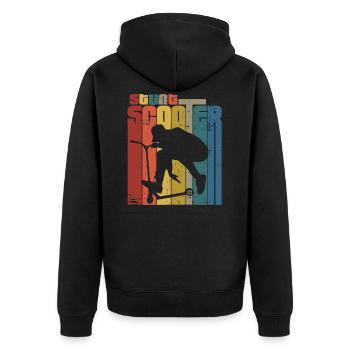 scooter retro - Unisex Premium Bio Zip Hoodie - Schwarz - Hinten - Nico (187cm)