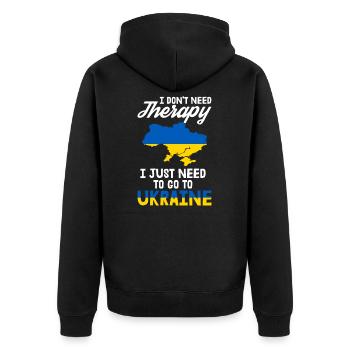 Ukraine Therapy Kiev Ukrainian Flag Gift - Unisex Premium Organic Zip Hoodie - black - Back - Nico (187cm)