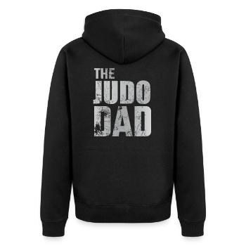 Judo Vater Papa Spruch Kampfsport Japan Geschenk - Unisex Premium Bio Zip Hoodie - Schwarz - Hinten - Nico (187cm)