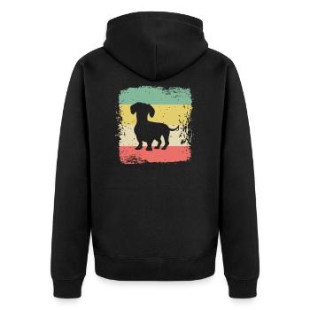 Dachshund Dachshund Dog Teckel Retro Gift - Unisex Premium Organic Zip Hoodie - black - Back - Nico (187cm)