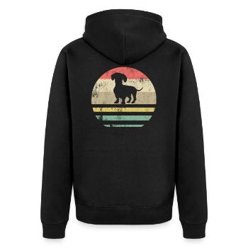 Dachshund Dachshund Dog Teckel Retro Gift - Unisex Premium Organic Zip Hoodie - black - Back - Nico (187cm)