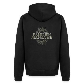 Familienmanager Familie Manager Verwalter Spruch - Unisex Premium Bio Zip Hoodie - Schwarz - Hinten - Nico (187cm)