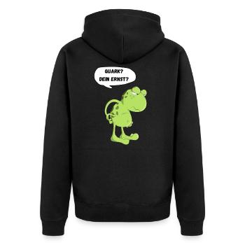 Frosch Kröte Quark Dein Ernst Lustiger Spruch Fun - Unisex Premium Bio Zip Hoodie - Schwarz - Hinten - Nico (187cm)