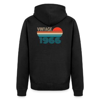 Vintage 1966 Geburtstag Retro Jahrgang Geschenk - Unisex Premium Bio Zip Hoodie - Schwarz - Hinten - Nico (187cm)