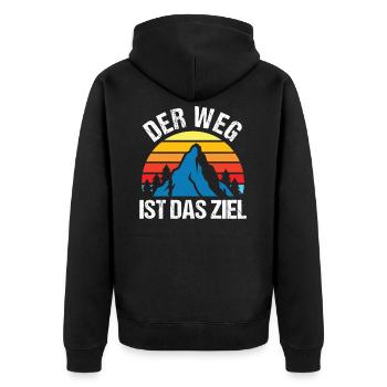Der Weg ist das Ziel - Design für Wanderer - Unisex Premium Bio Zip Hoodie - Schwarz - Hinten - Nico (187cm)
