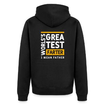 Mens Worlds Greatest Farter Ich meine Vater Cool Cut - Unisex Premium Bio Zip Hoodie - Schwarz - Hinten - Nico (187cm)
