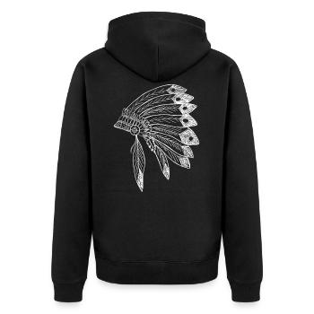 Indian - Unisex Premium Organic Zip Hoodie - black - Back - Nico (187cm)