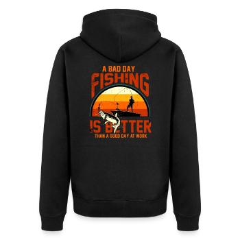 Pêcheur pêche pêcheur pêcheur cadeau de poisson - Veste à capuche bio Premium Unisexe - noir - Dos - Nico (187cm)