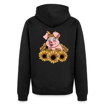 Piggy sucré aux tournesols - Veste à capuche bio Premium Unisexe - noir - Dos - Nico (187cm)