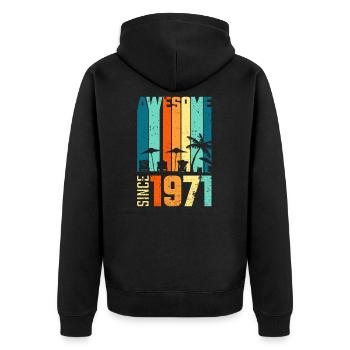 Vintage 1971 anniversaire cadeau vintage rétro - Veste à capuche bio Premium Unisexe - noir - Dos - Nico (187cm)