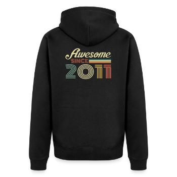 Vintage 2011 11e anniversaire cadeau vintage rétro - Veste à capuche bio Premium Unisexe - noir - Dos - Nico (187cm)