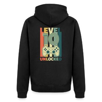 10th birthday level gaming gamer gambling gift - Unisex Premium Organic Zip Hoodie - black - Back - Nico (187cm)
