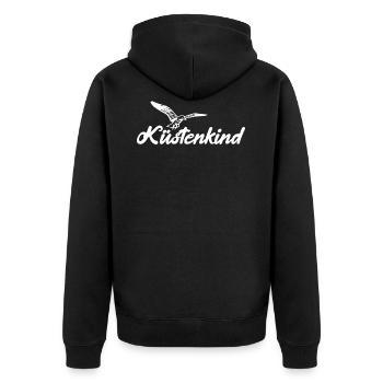 Küstenkind Möwe Nordsee Meer Leuchtturm Geschenk - Unisex Premium Bio Zip Hoodie - Schwarz - Hinten - Nico (187cm)