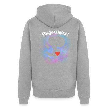 Pregosaurus Pregnancy Announcement - Unisex Premium Organic Zip Hoodie - heather grey - Back - Nico (187cm)