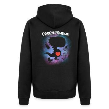 Pregosaurus Pregnancy Announcement - Unisex Premium Organic Zip Hoodie - black - Back - Nico (187cm)