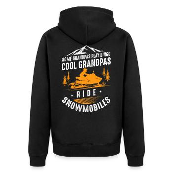 Cool Grandpas Ride Snowmobiles - Unisex Premium Organic Zip Hoodie - black - Back - Nico (187cm)