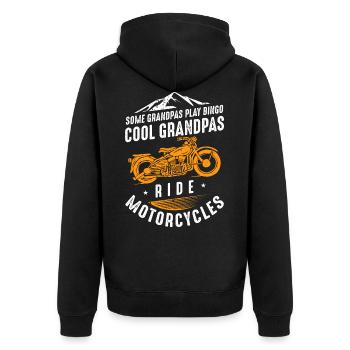 Cool Grandpas Ride Motorcycles - Unisex Premium Organic Zip Hoodie - black - Back - Nico (187cm)
