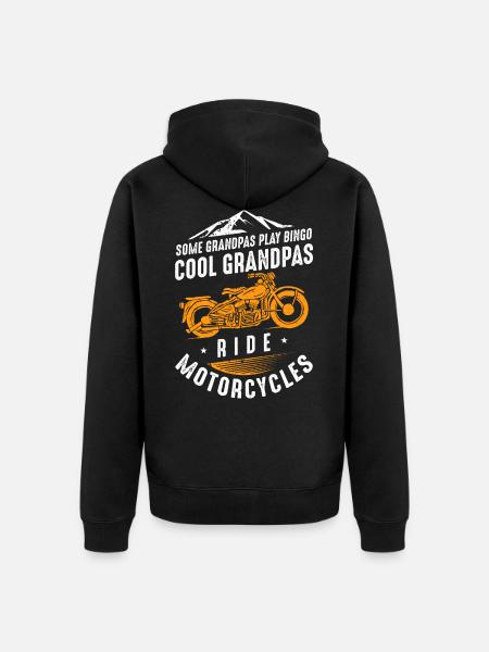 Cool Grandpas Ride Motorcycles - Unisex Premium Organic Zip Hoodie - black
