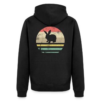 Easter Rabbit Retro Gift - Unisex Premium Organic Zip Hoodie - black - Back - Nico (187cm)