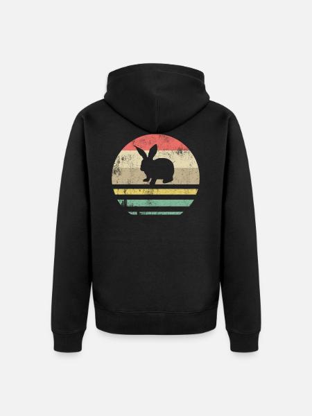 Easter Rabbit Retro Gift - Unisex Premium Organic Zip Hoodie - black