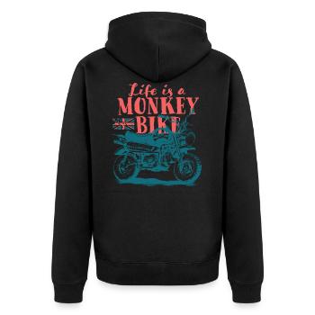 Life is a monkey bike - Unisex Premium Organic Zip Hoodie - black - Back - Nico (187cm)