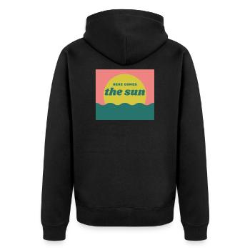 Here comes the sun - Unisex Premium Bio Zip Hoodie - Schwarz - Hinten - Nico (187cm)