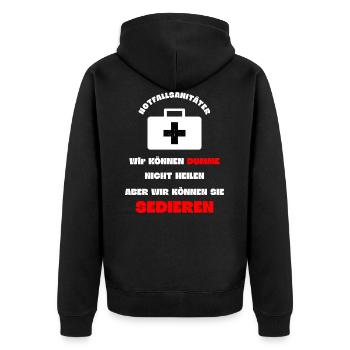 Rettungsdienst Notfallsanitäter Dumme Sedieren - Unisex Premium Bio Zip Hoodie - Schwarz - Hinten - Nico (187cm)
