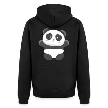 Panda cheers panda bear design - Unisex Premium Organic Zip Hoodie - black - Back - Nico (187cm)