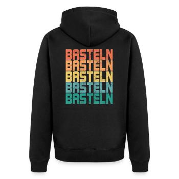 Basteln Retro Sprüche Bastler Handarbeit Geschenk - Unisex Premium Bio Zip Hoodie - Schwarz - Hinten - Nico (187cm)