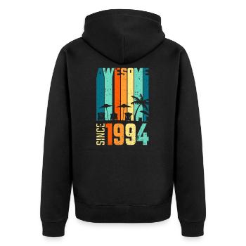 Vintage 1994 94e anniversaire cadeau vintage rétro - Veste à capuche bio Premium Unisexe - noir - Dos - Nico (187cm)