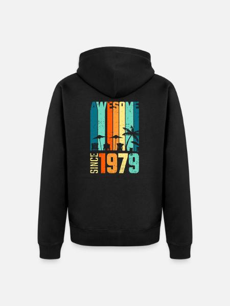 Vintage 1979 79-års fødselsdag retro vintage gave - Premium økologisk unisex-hættejakke - sort