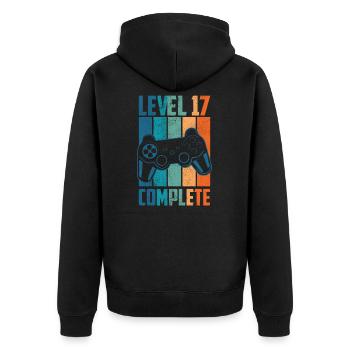 Cadeau de jeu complet 17e anniversaire niveau 17 - Veste à capuche bio Premium Unisexe - noir - Dos - Nico (187cm)