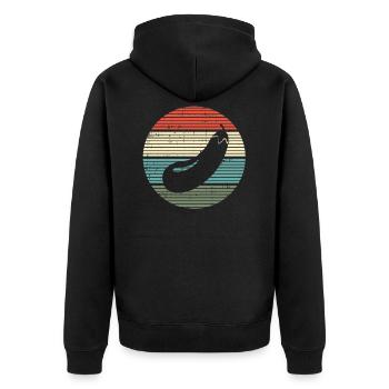 Aubergine Gemüse Vegan Gesund Retro Geschenk - Unisex Premium Bio Zip Hoodie - Schwarz - Hinten - Nico (187cm)