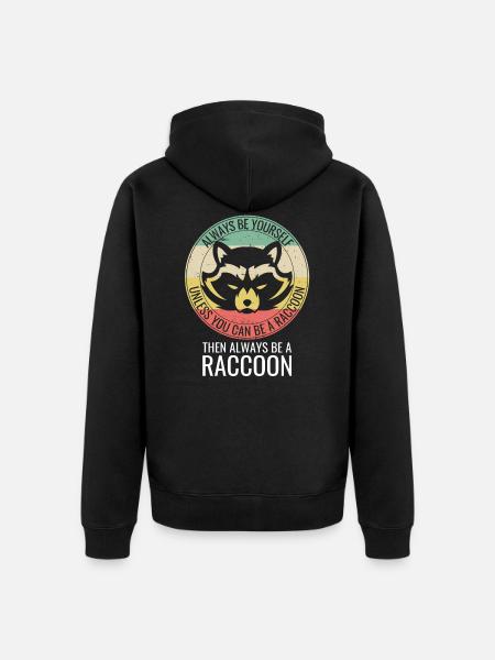 Ole aina oma pesukarhu Racoon sanomassa lahjaa - Premium unisex luomu-huppari vetoketjulla - musta